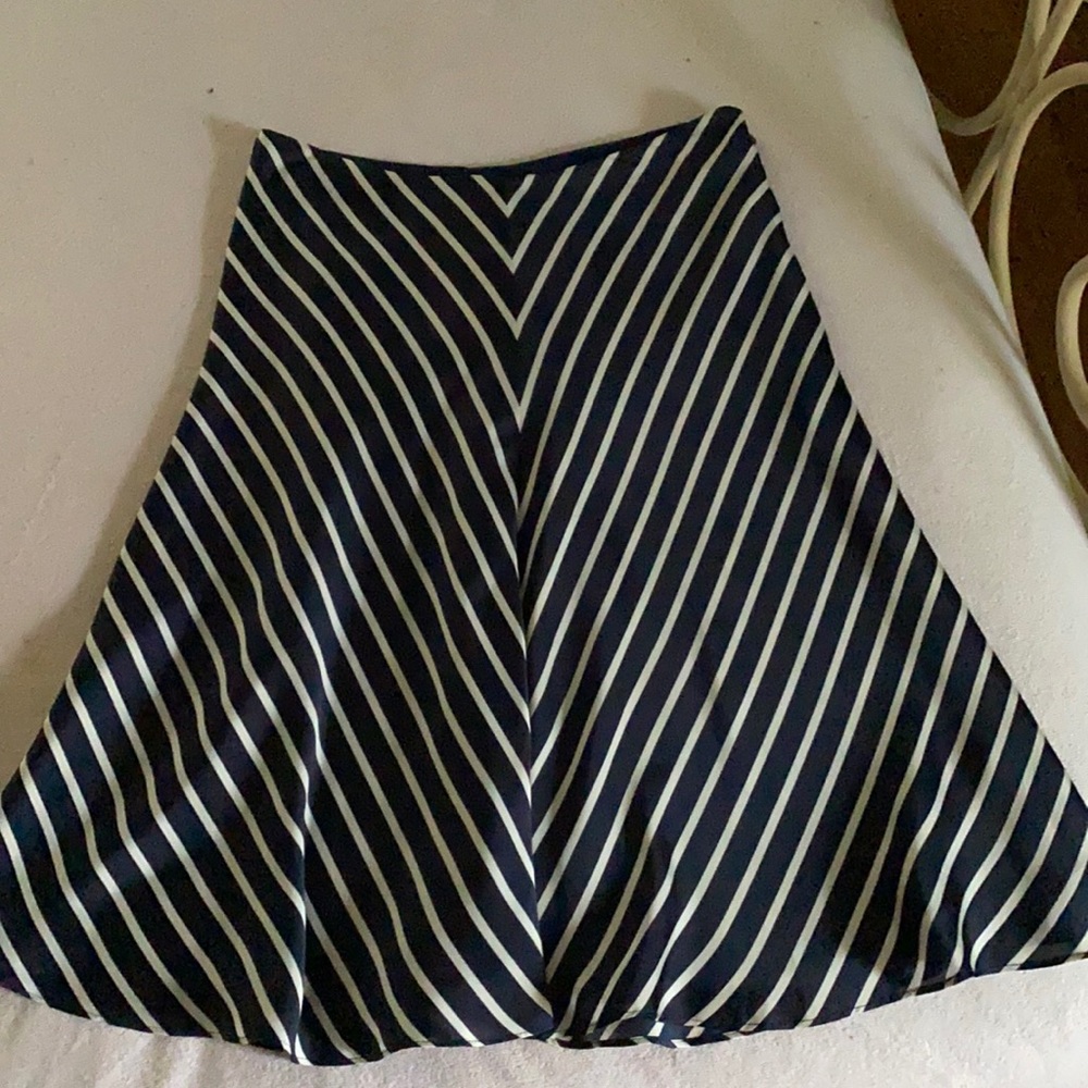 Ralph Lauren navy and white striped midi skirt